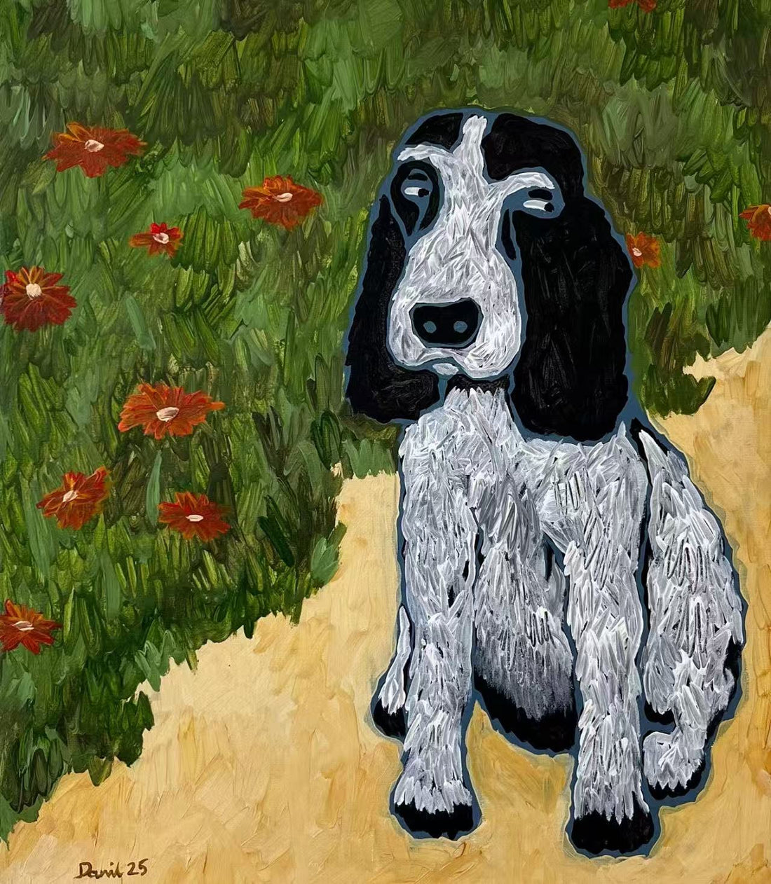 Maximalist Interior Design: Mixing Patterns with a Bold Abstract Dog Painting