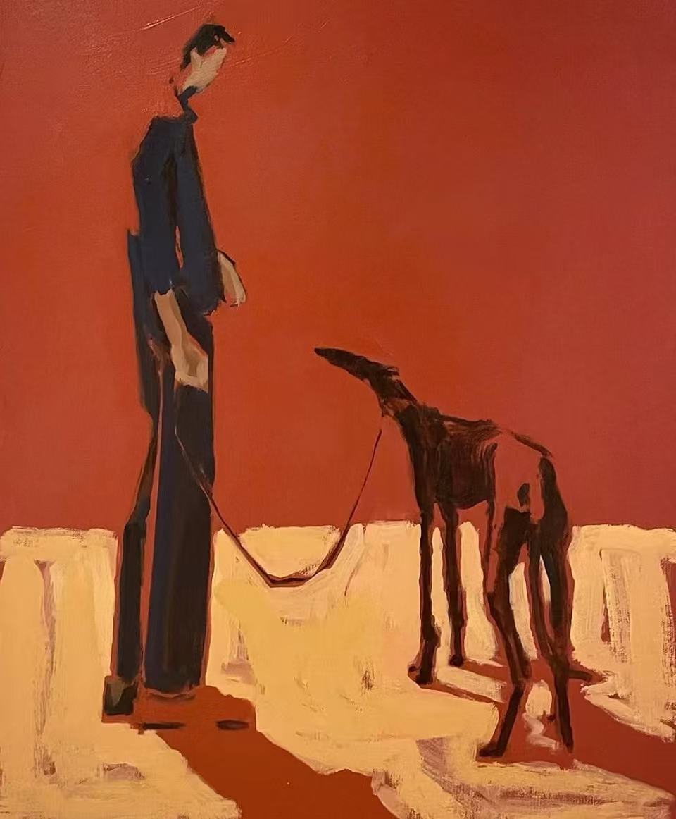 Abstract Dog Painting for Minimalist Homes: The Perfect Visual Pop