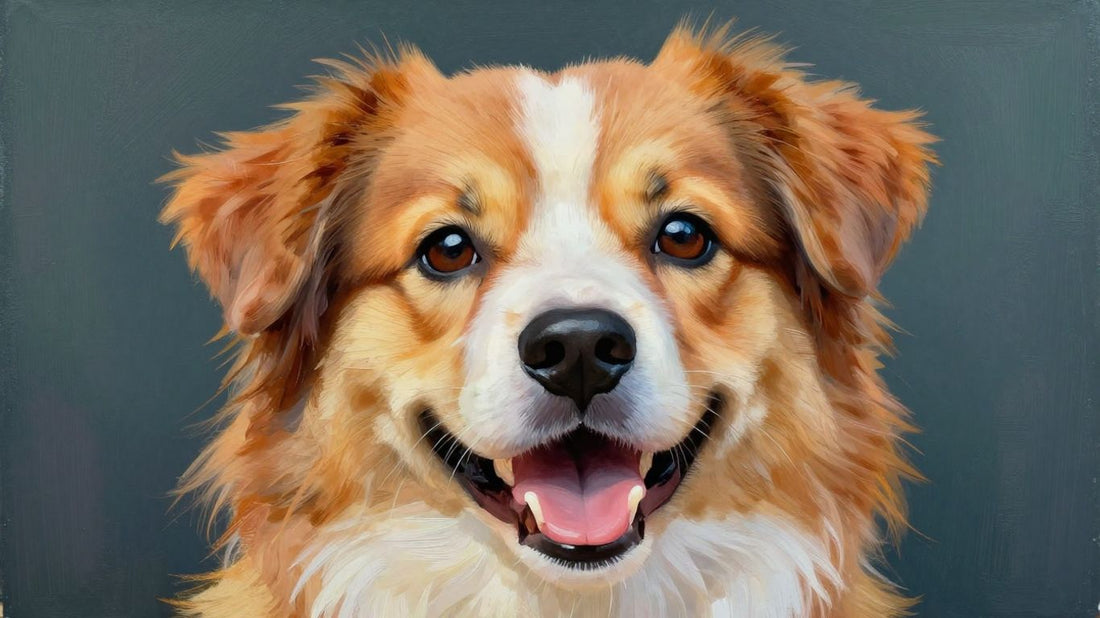 Custom dog portrait artwork of a happy dog.