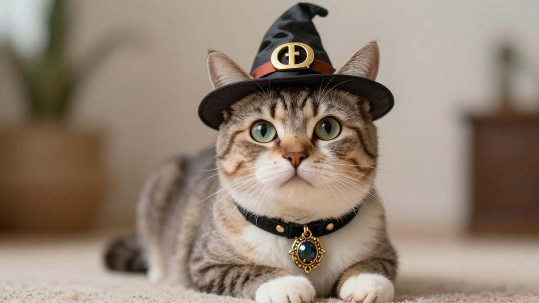 Warlock cat in real-life pet gear.