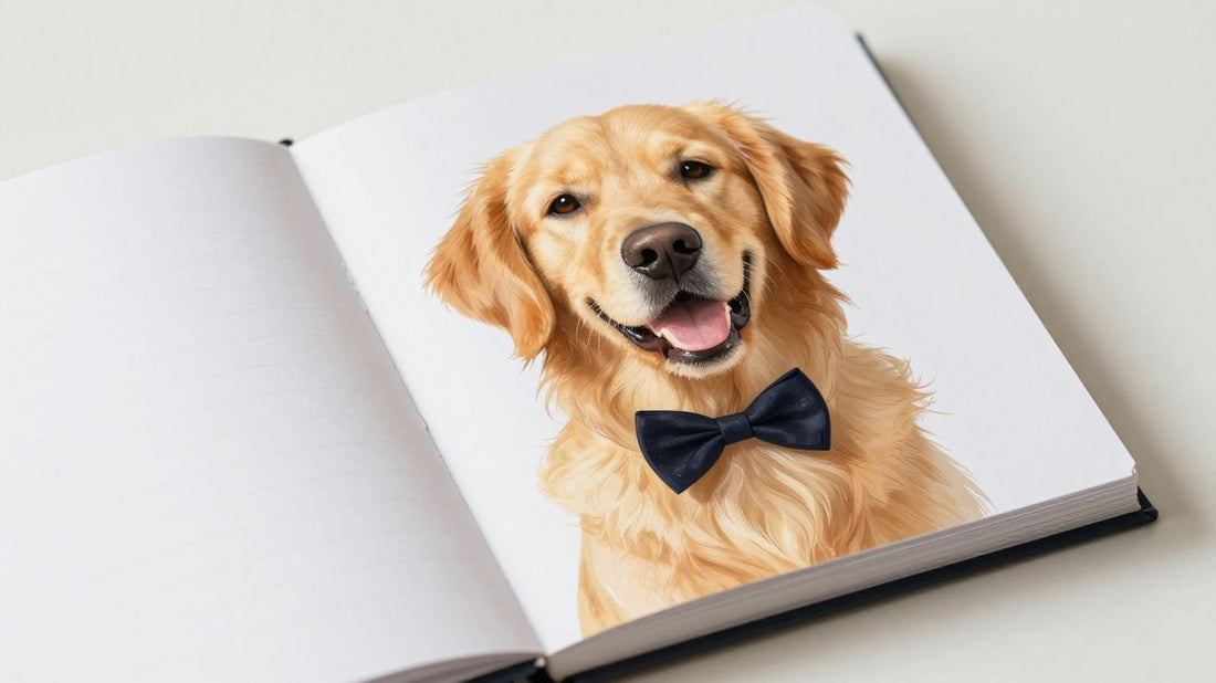 Wedding guest book with custom pet portrait.