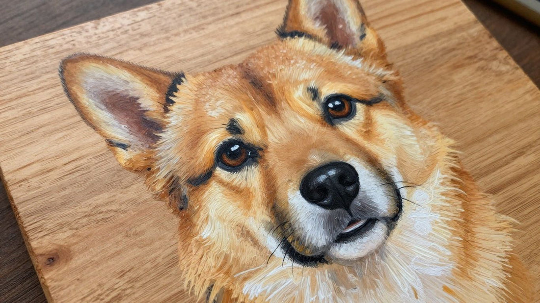 Custom pet portrait on rustic wood